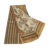 Sanskriti Vintage Sarees Ivory Indian Pure Silk Printed Sari 5yd Craft Sustainable Fabric