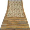 Sanskriti Vintage Sarees Ivory Indian Pure Silk Printed Sari 5yd Craft Sustainable Fabric