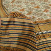 Sanskriti Vintage Sarees Ivory Indian Pure Silk Printed Sari 5yd Craft Sustainable Fabric