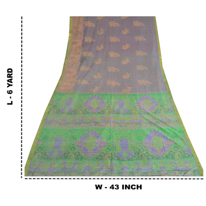 Sanskriti Vintage Sarees 6yd Quilting Felting Craft Sustainable Fabric Pure Silk Print Sari