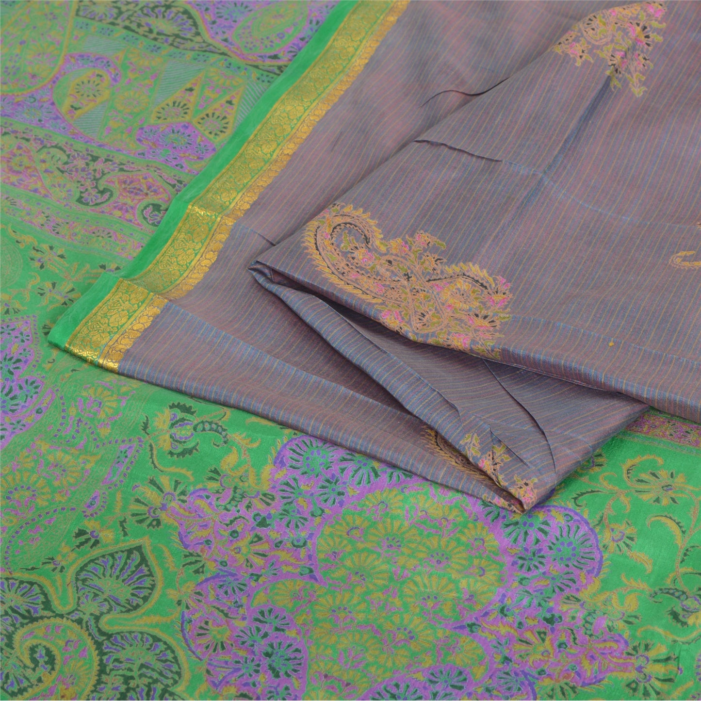 Sanskriti Vintage Sarees 6yd Quilting Felting Craft Sustainable Fabric Pure Silk Print Sari