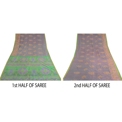 Sanskriti Vintage Sarees 6yd Quilting Felting Craft Sustainable Fabric Pure Silk Print Sari