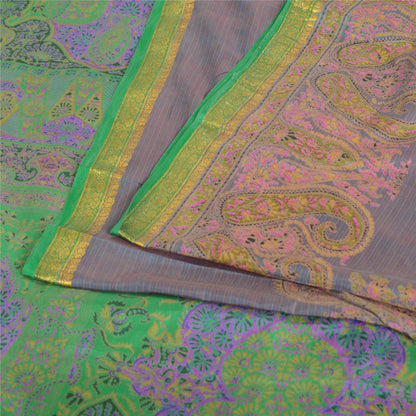 Sanskriti Vintage Sarees 6yd Quilting Felting Craft Sustainable Fabric Pure Silk Print Sari