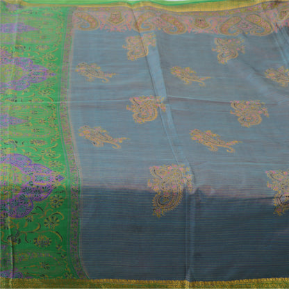 Sanskriti Vintage Sarees 6yd Quilting Felting Craft Sustainable Fabric Pure Silk Print Sari