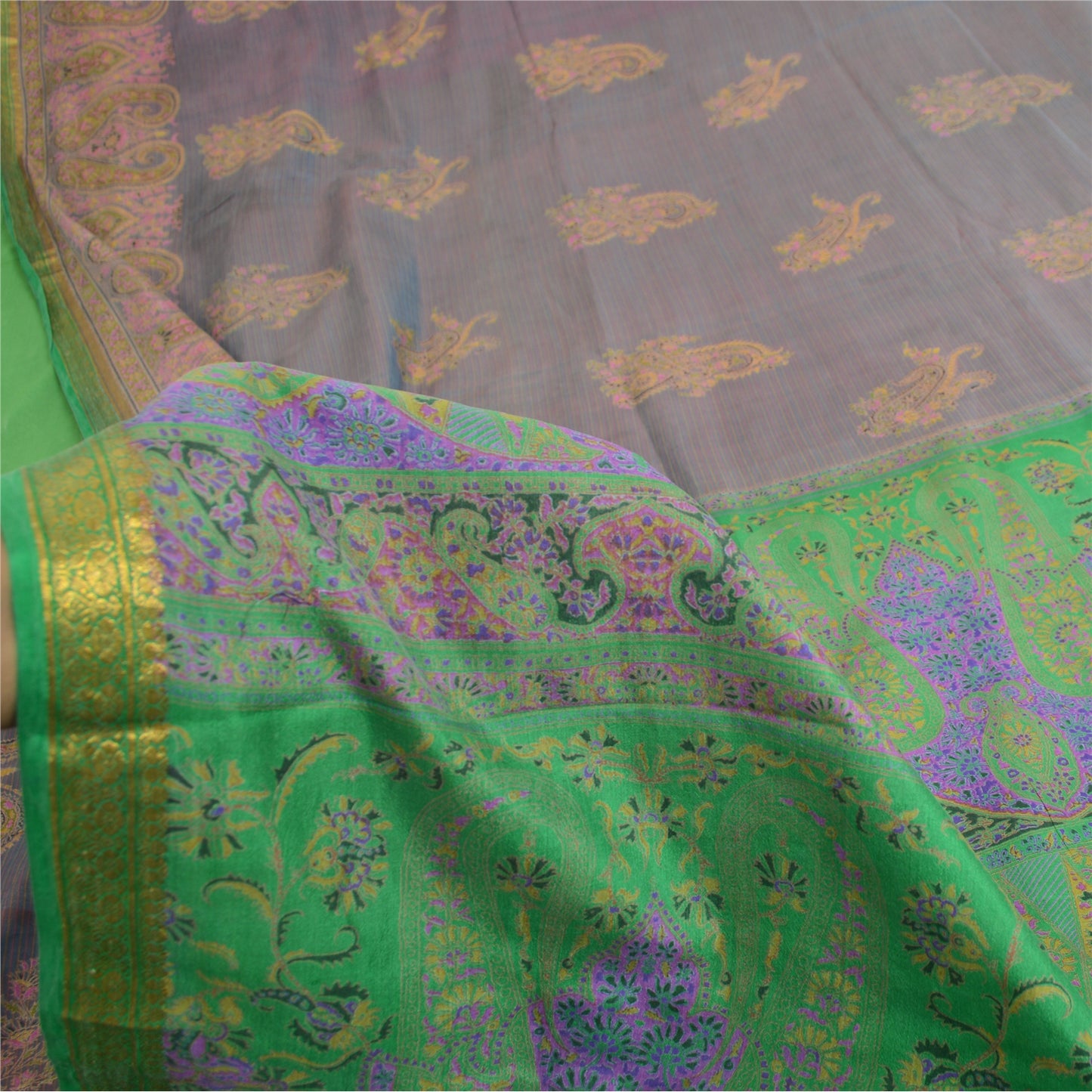 Sanskriti Vintage Sarees 6yd Quilting Felting Craft Sustainable Fabric Pure Silk Print Sari