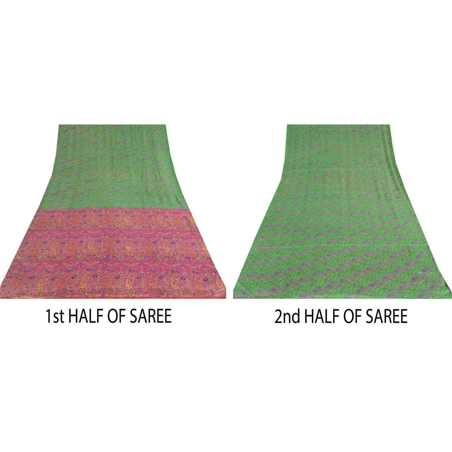 Sanskriti Vintage Sarees 6yd Quilting Felting Craft Sustainable Fabric Pure Silk Print Sari