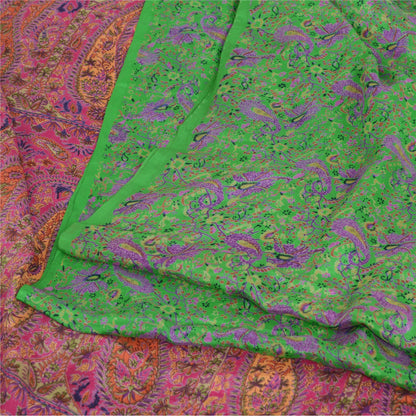 Sanskriti Vintage Sarees 6yd Quilting Felting Craft Sustainable Fabric Pure Silk Print Sari