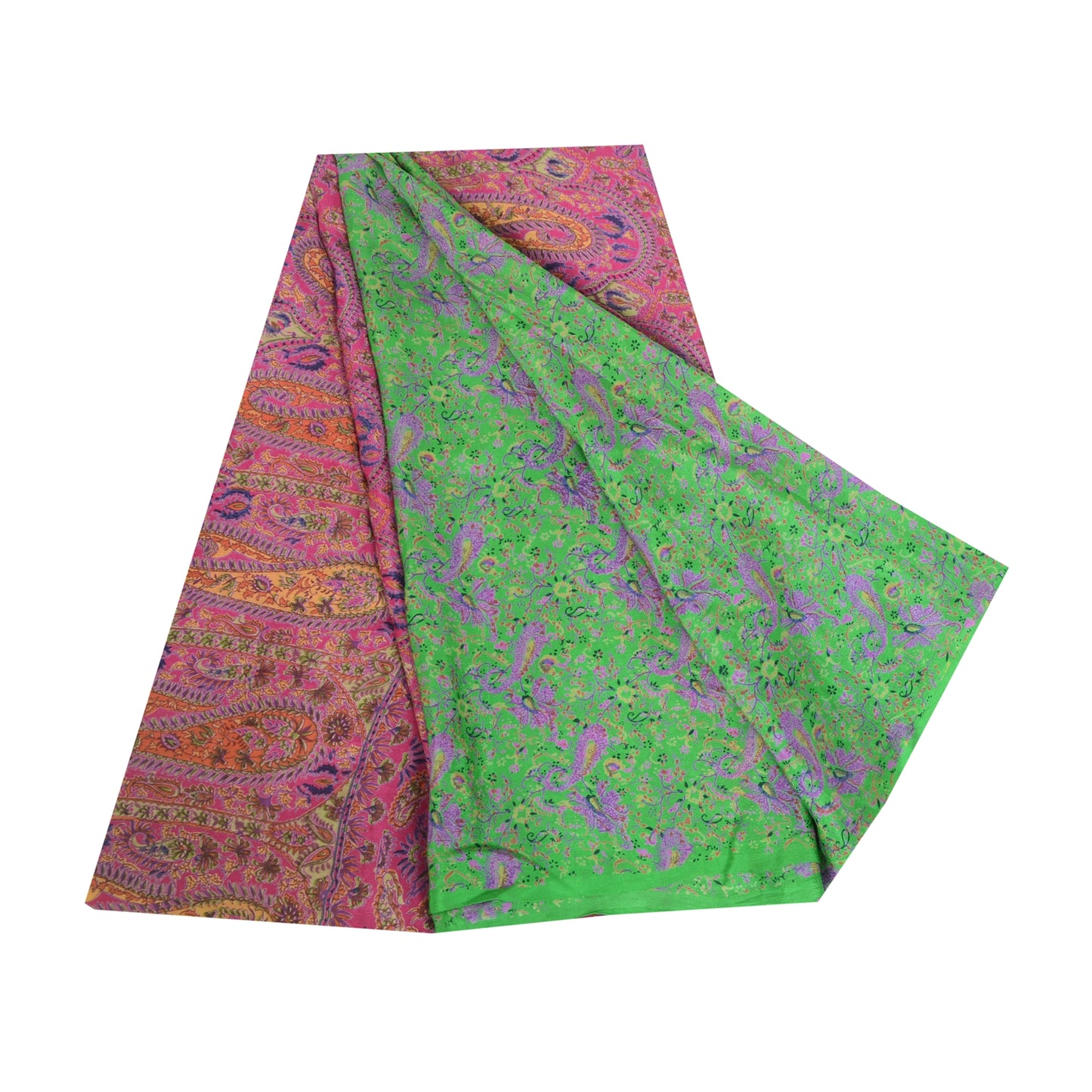 Sanskriti Vintage Sarees 6yd Quilting Felting Craft Sustainable Fabric Pure Silk Print Sari