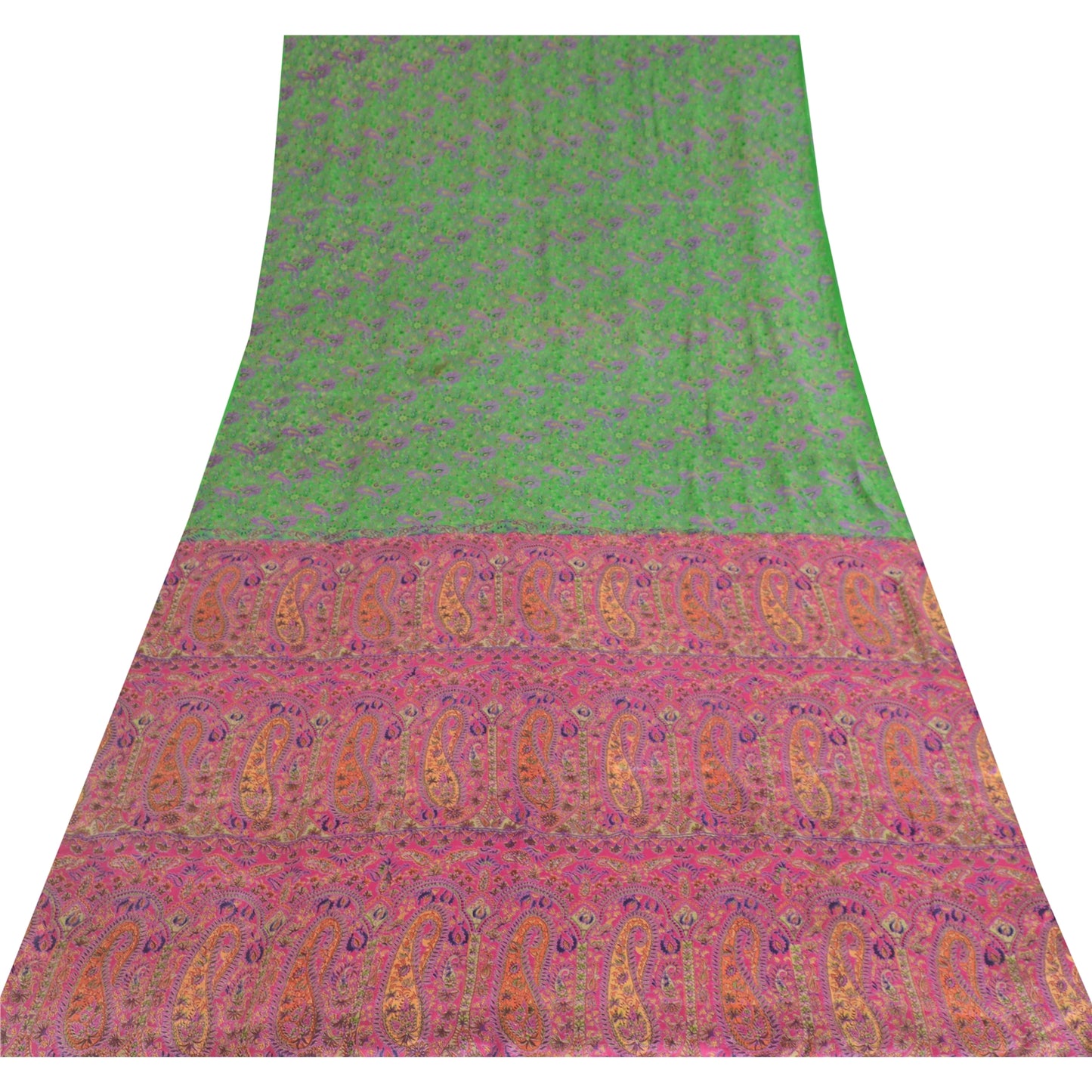 Sanskriti Vintage Sarees 6yd Quilting Felting Craft Sustainable Fabric Pure Silk Print Sari