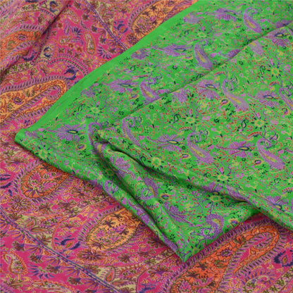 Sanskriti Vintage Sarees 6yd Quilting Felting Craft Sustainable Fabric Pure Silk Print Sari