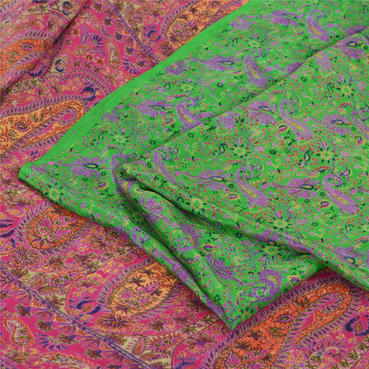 Sanskriti Vintage Sarees 6yd Quilting Felting Craft Sustainable Fabric Pure Silk Print Sari