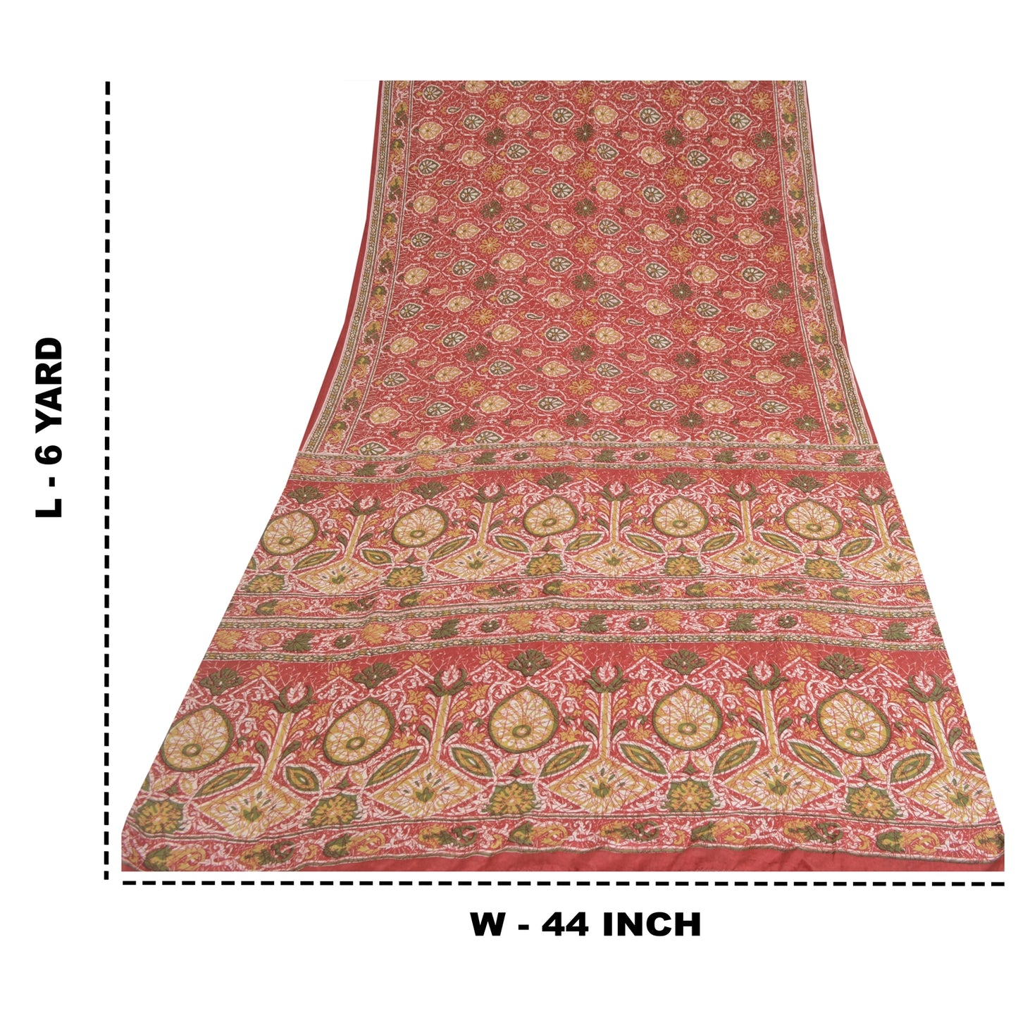 Sanskriti Vintage Sarees 6yd Quilting Felting Craft Sustainable Fabric Red Pure Silk Sari