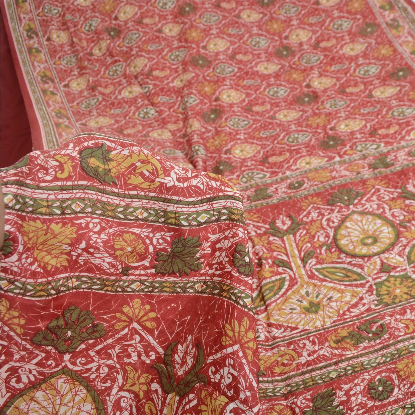 Sanskriti Vintage Sarees 6yd Quilting Felting Craft Sustainable Fabric Red Pure Silk Sari