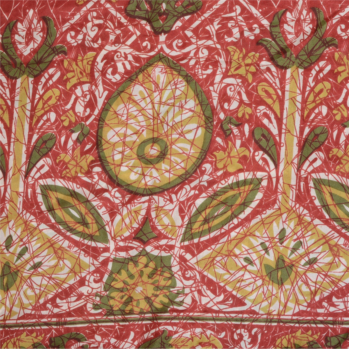 Sanskriti Vintage Sarees 6yd Quilting Felting Craft Sustainable Fabric Red Pure Silk Sari