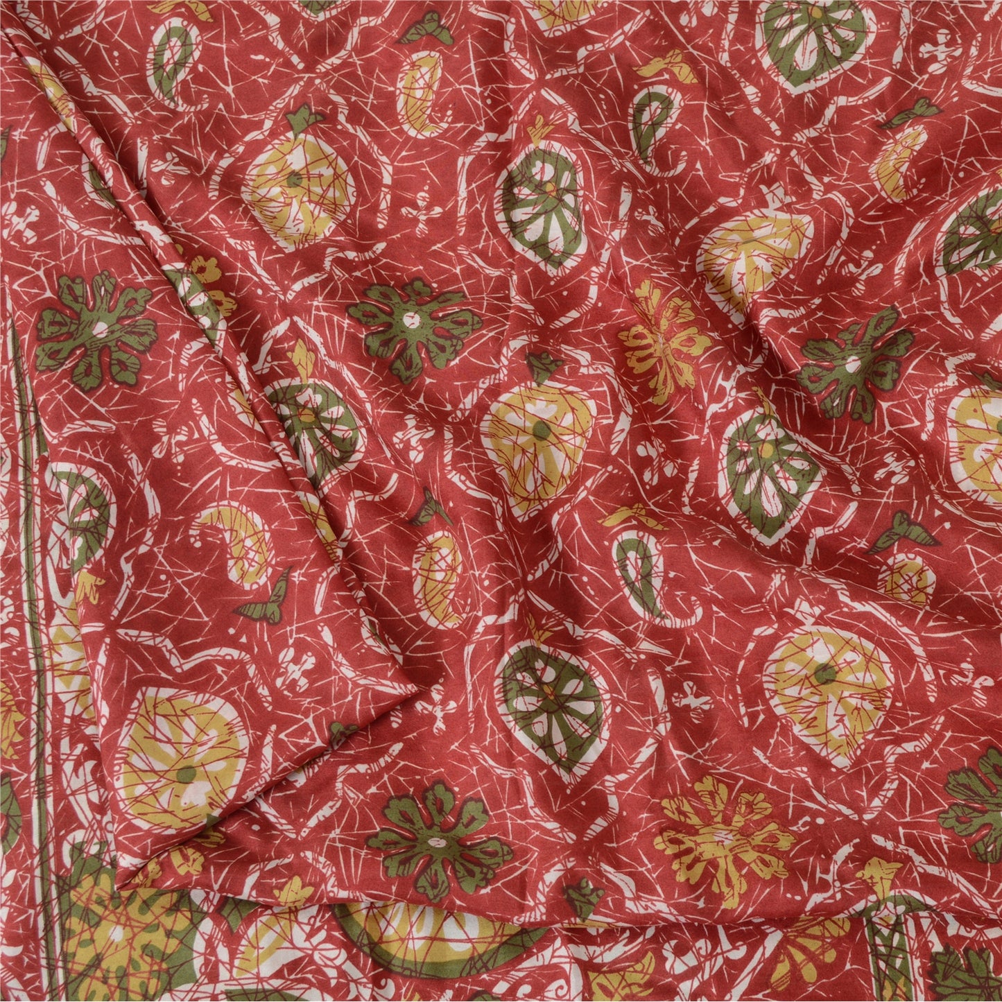 Sanskriti Vintage Sarees 6yd Quilting Felting Craft Sustainable Fabric Red Pure Silk Sari