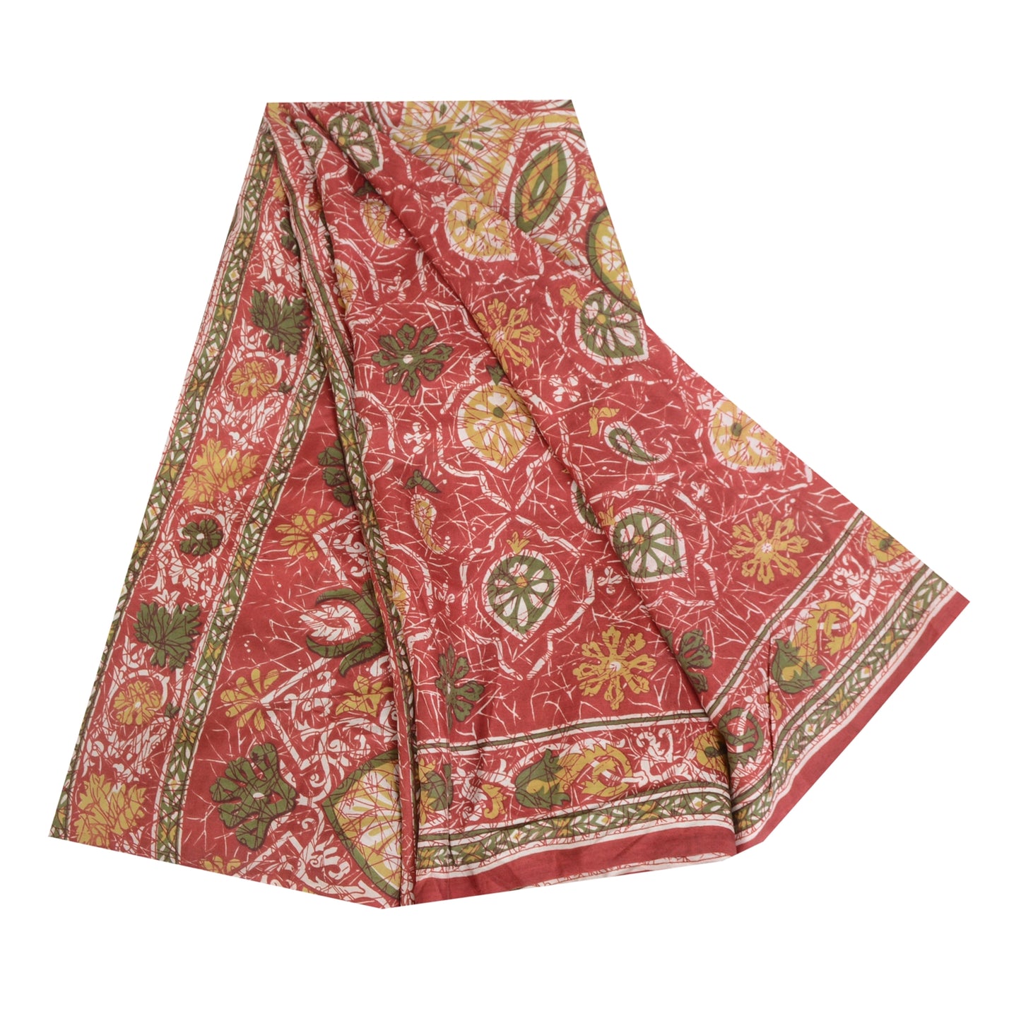 Sanskriti Vintage Sarees 6yd Quilting Felting Craft Sustainable Fabric Red Pure Silk Sari