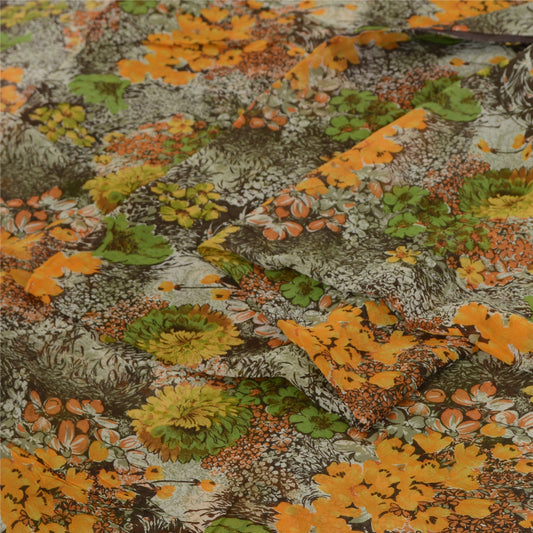 Sanskriti Vintage Sarees Multicolor Pure Georgette Printed Sari 5yd Craft Sustainable Fabric