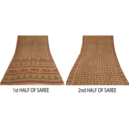 Sanskriti Vintage Sarees Blend Silk 5yd Quilting Felting Craft Sustainable Fabric Print Sari