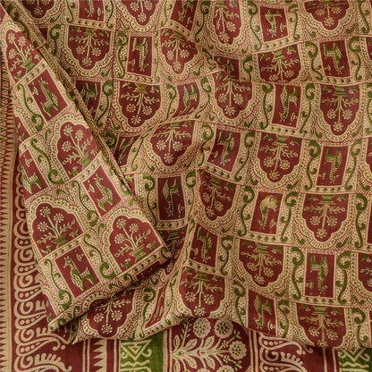 Sanskriti Vintage Sarees Blend Silk 5yd Quilting Felting Craft Sustainable Fabric Print Sari