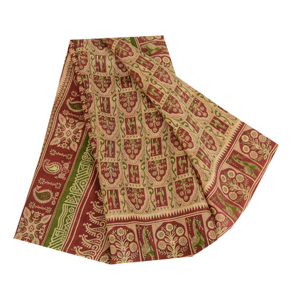 Sanskriti Vintage Sarees Blend Silk 5yd Quilting Felting Craft Sustainable Fabric Print Sari