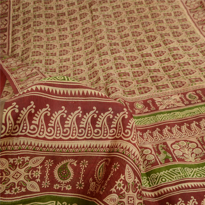 Sanskriti Vintage Sarees Blend Silk 5yd Quilting Felting Craft Sustainable Fabric Print Sari