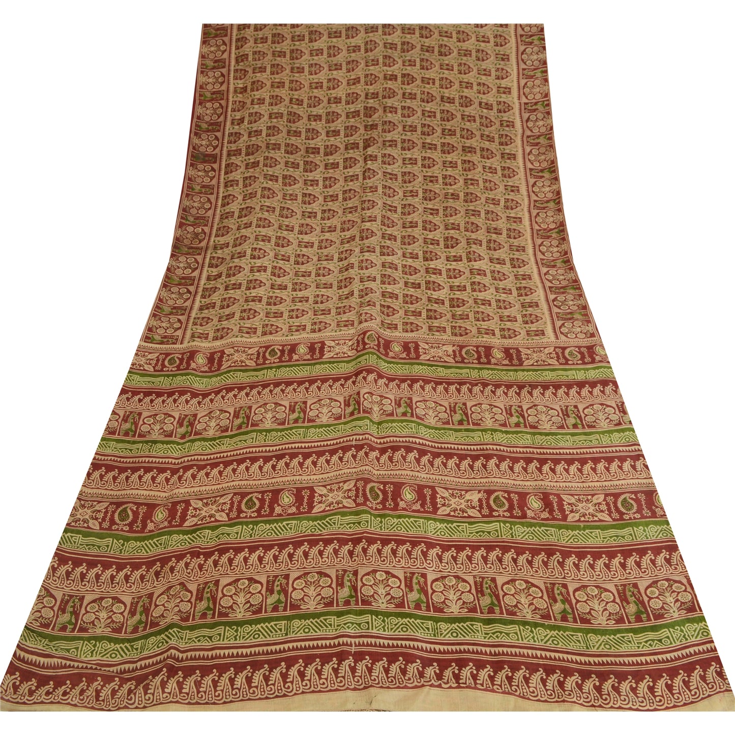 Sanskriti Vintage Sarees Blend Silk 5yd Quilting Felting Craft Sustainable Fabric Print Sari