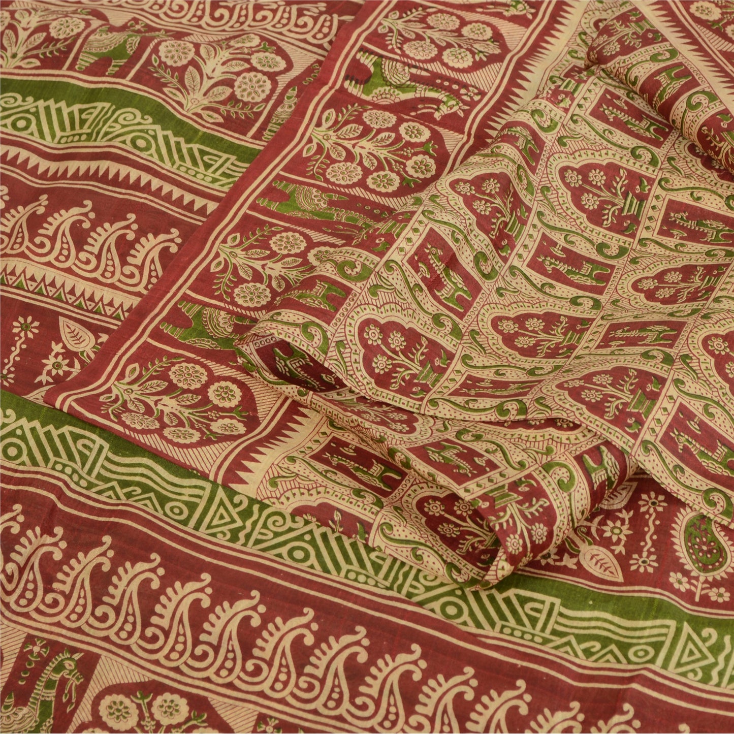 Sanskriti Vintage Sarees Blend Silk 5yd Quilting Felting Craft Sustainable Fabric Print Sari