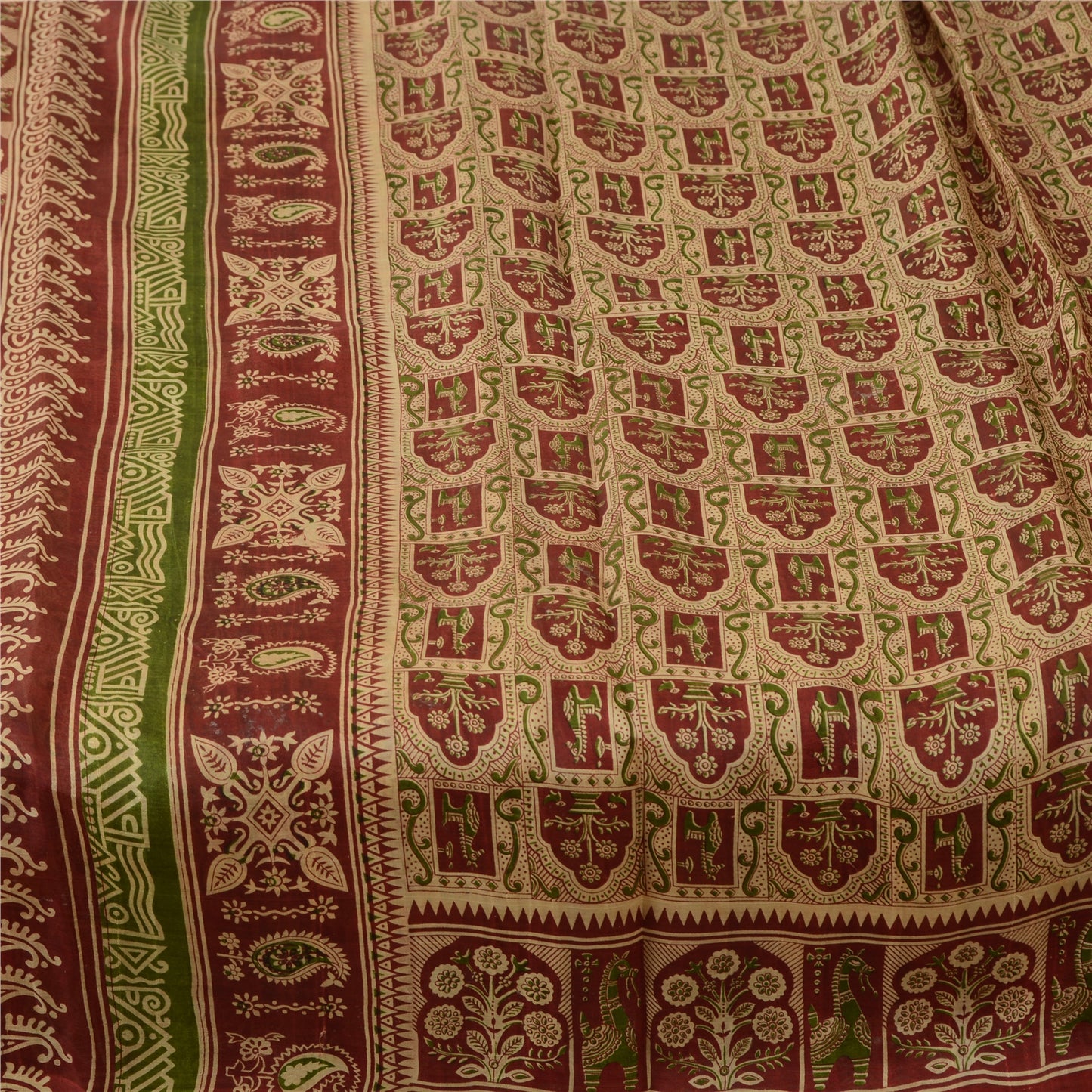 Sanskriti Vintage Sarees Blend Silk 5yd Quilting Felting Craft Sustainable Fabric Print Sari