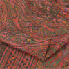Sanskriti Vintage Sarees Green/Red Indian Blend Silk Print Sari 6yd Craft Sustainable Fabric