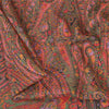 Sanskriti Vintage Sarees Green/Red Indian Blend Silk Print Sari 6yd Craft Sustainable Fabric