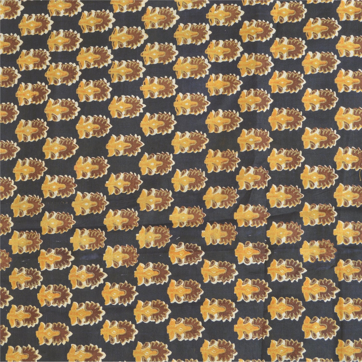 Sanskriti Vintage Sarees Black Indian Pure Silk Printed Sari 5yd Craft Sustainable Fabric