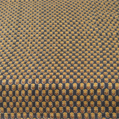 Sanskriti Vintage Sarees Black Indian Pure Silk Printed Sari 5yd Craft Sustainable Fabric