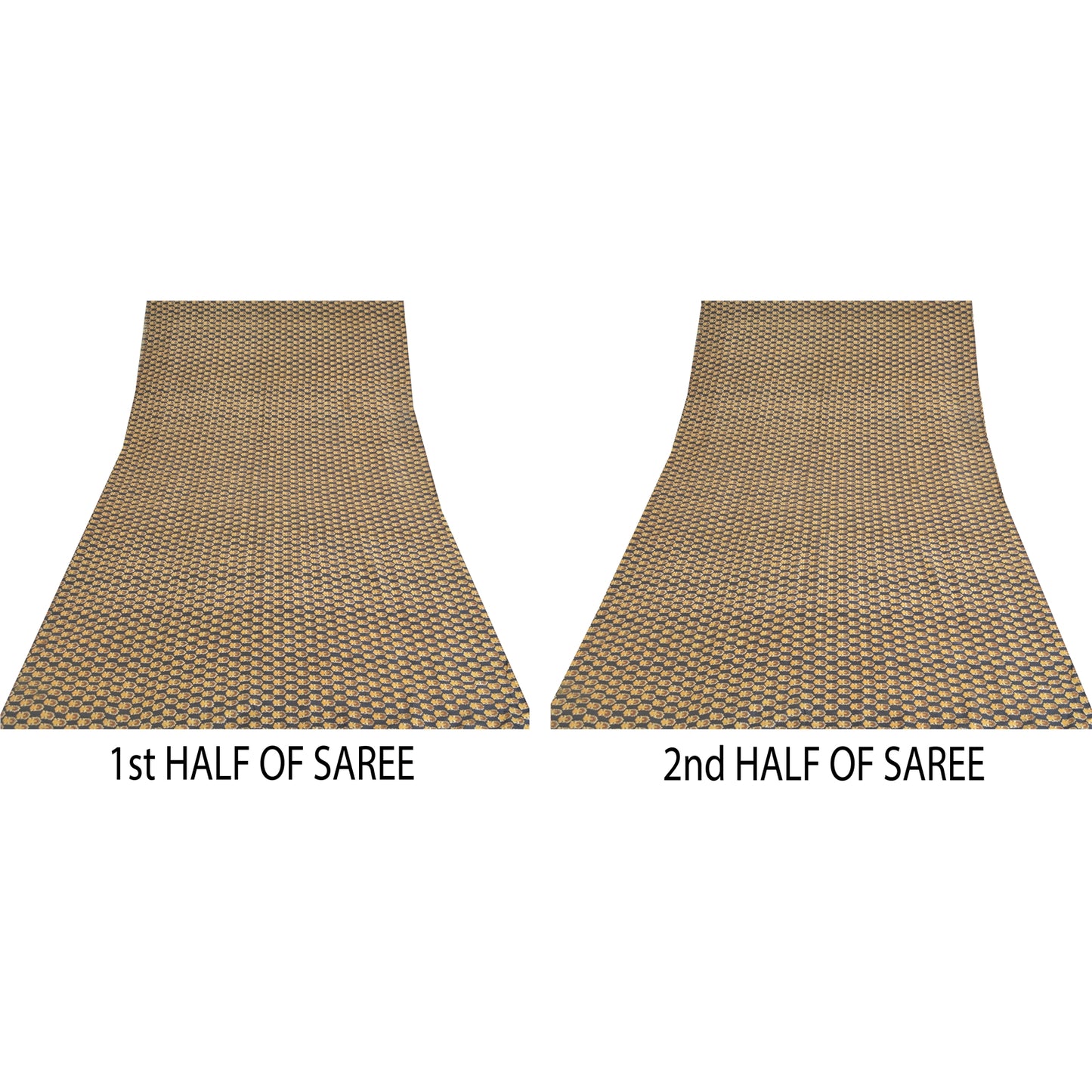 Sanskriti Vintage Sarees Black Indian Pure Silk Printed Sari 5yd Craft Sustainable Fabric