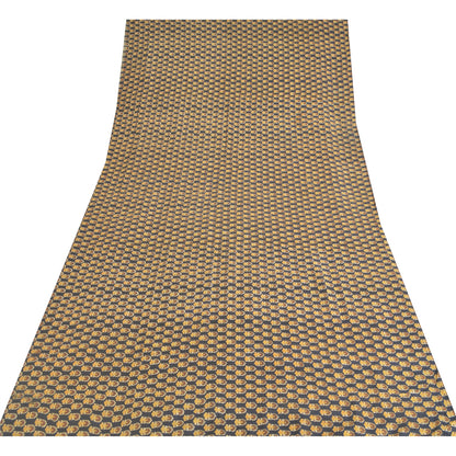 Sanskriti Vintage Sarees Black Indian Pure Silk Printed Sari 5yd Craft Sustainable Fabric