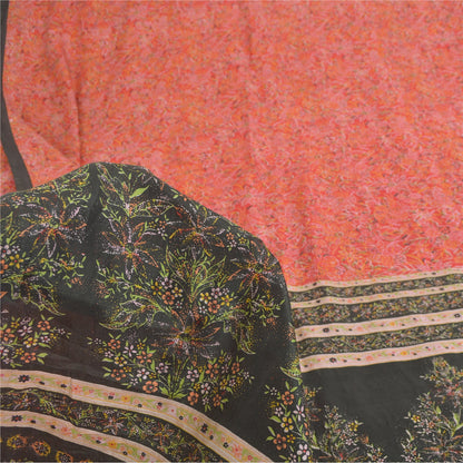 Sanskriti Vintage Sarees Røde Quiltning Filtning Håndværk Bæredygtigt Stof Ren Silke Print Sari