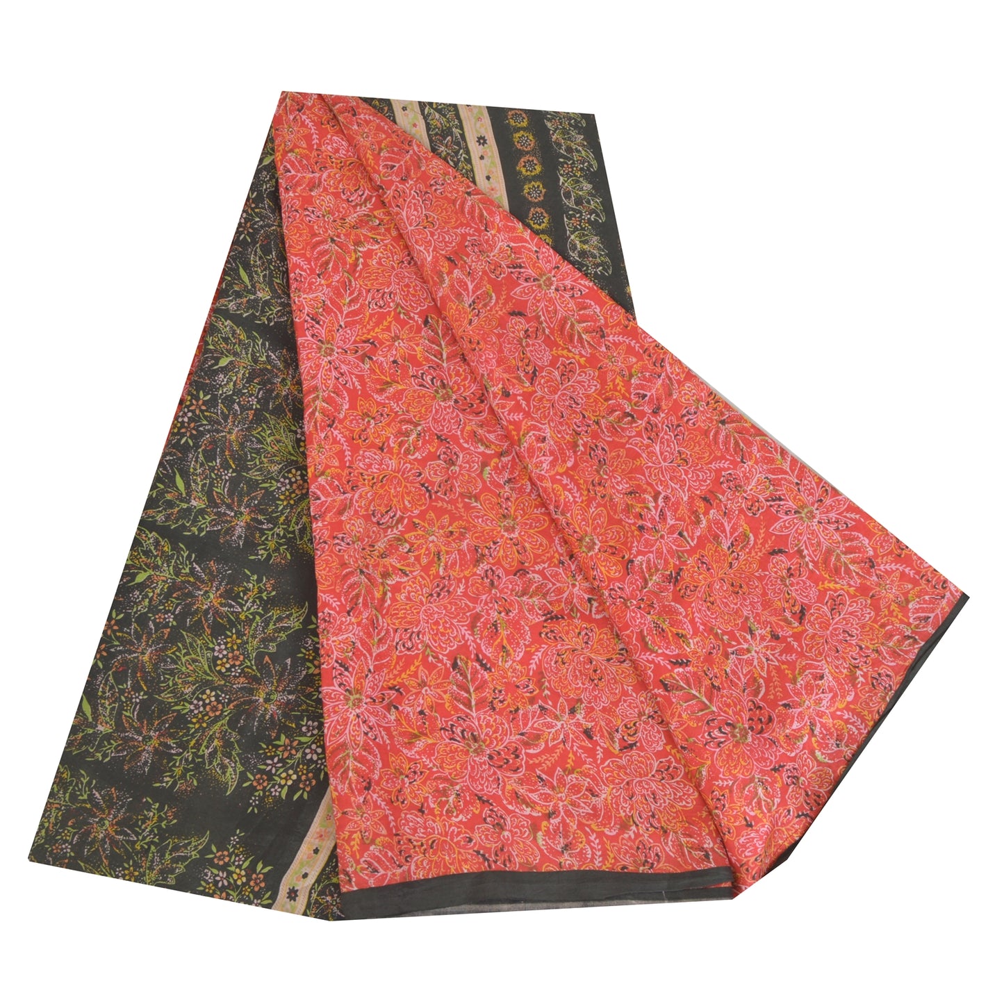 Sanskriti Vintage Sarees Røde Quiltning Filtning Håndværk Bæredygtigt Stof Ren Silke Print Sari