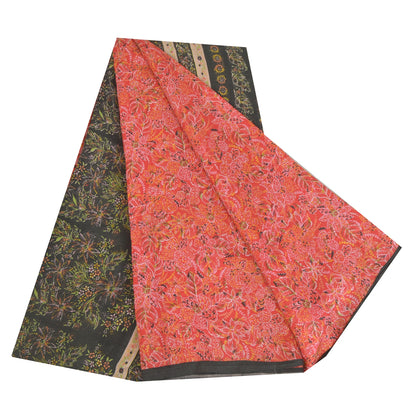 Sanskriti Vintage Sarees Røde Quiltning Filtning Håndværk Bæredygtigt Stof Ren Silke Print Sari