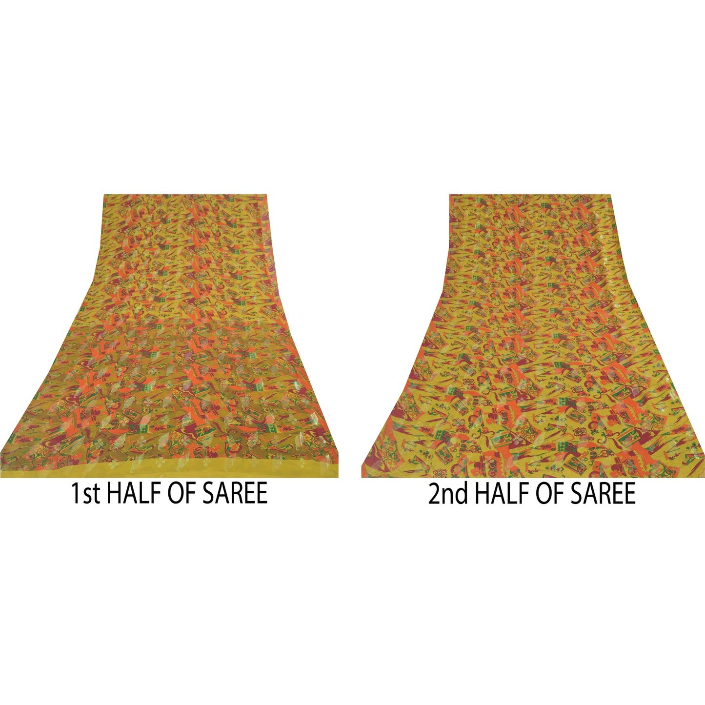 Sanskriti Vintage Sarees Green Blend Silk Printed Woven Sari 6yd Craft Sustainable Fabric