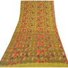 Sanskriti Vintage Sarees Green Blend Silk Printed Woven Sari 6yd Craft Sustainable Fabric