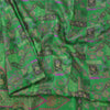 Sanskriti Vintage Sarees Green Zari Border Pure Silk Print Sari 5yd Craft Sustainable Fabric