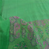 Sanskriti Vintage Sarees Green Indian Pure Silk Printed Sari 6yd Craft Sustainable Fabric