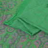 Sanskriti Vintage Sarees Green Indian Pure Silk Printed Sari 6yd Craft Sustainable Fabric