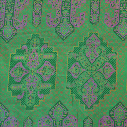 Sanskriti Vintage Sarees Green Indian Pure Silk Printed Sari 6yd Craft Sustainable Fabric