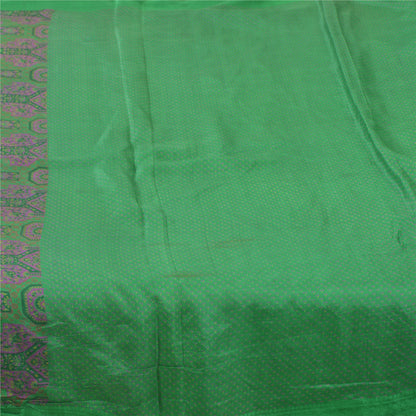 Sanskriti Vintage Sarees Green Indian Pure Silk Printed Sari 6yd Craft Sustainable Fabric