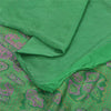 Sanskriti Vintage Sarees Green Indian Pure Silk Printed Sari 6yd Craft Sustainable Fabric