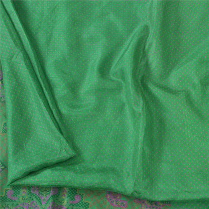 Sanskriti Vintage Sarees Green Indian Pure Silk Printed Sari 6yd Craft Sustainable Fabric
