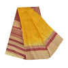 Sanskriti Vintage Sarees Indian Yellow Pure Silk Printed Sari 5yd Craft Sustainable Fabric
