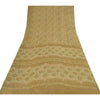Sanskriti Vintage Sarees Cream Blend Georgette Print Sari 6yd Soft Craft Sustainable Fabric