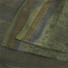 Sanskriti Vintage Sarees Green Indian Pure Cotton Printed Sari 5yd Craft Sustainable Fabric