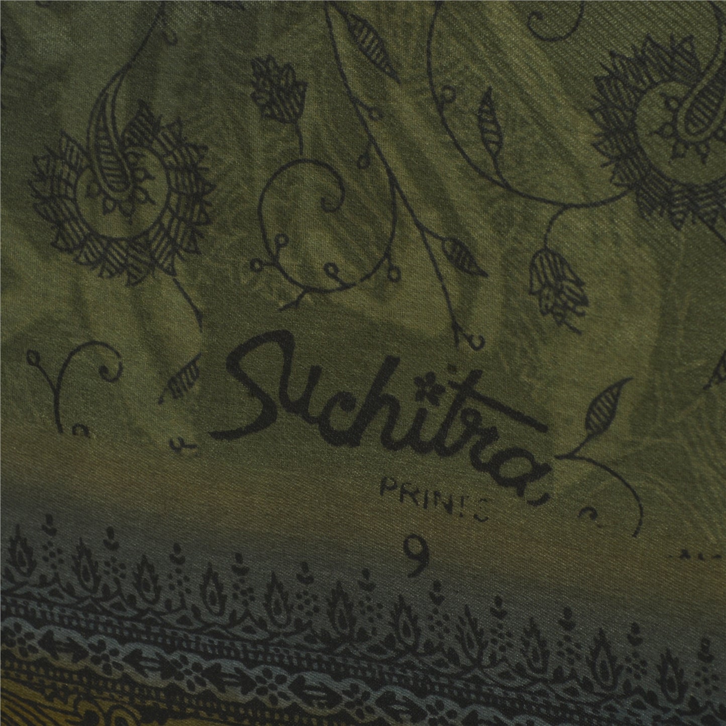 Sanskriti Vintage Sarees Green Indian Pure Cotton Printed Sari 5yd Craft Sustainable Fabric